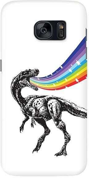 Stylizedd Samsung Galaxy S7 Edge Premium Slim Snap case cover Matte Finish - Rainbow Dino