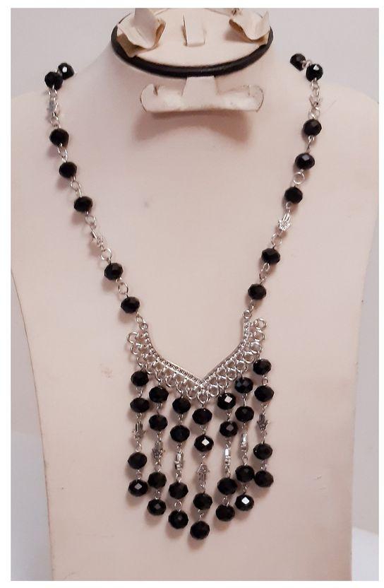 A Beautiful Necklace Of Black Beads