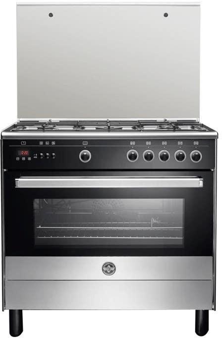 Get La Germania 9M10G4A1X4AWW Free Stand Stainless Steel Cooker, 5 Gas Burners, 90 x 60 cm, Grill, Fan, Auto Ignition, Cast Iron Holders - Silver Black with best offers | Raneen.com
