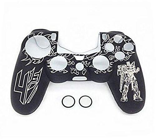 Generic Ps4 Controller - Transformer Silicone Case And Thumbstick Caps - Black /White