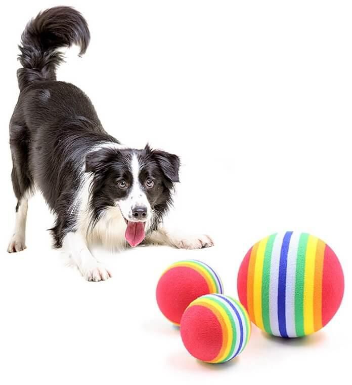 Rainbow Rubber Ball Toy for Cats & Small Dogs 6.2cm