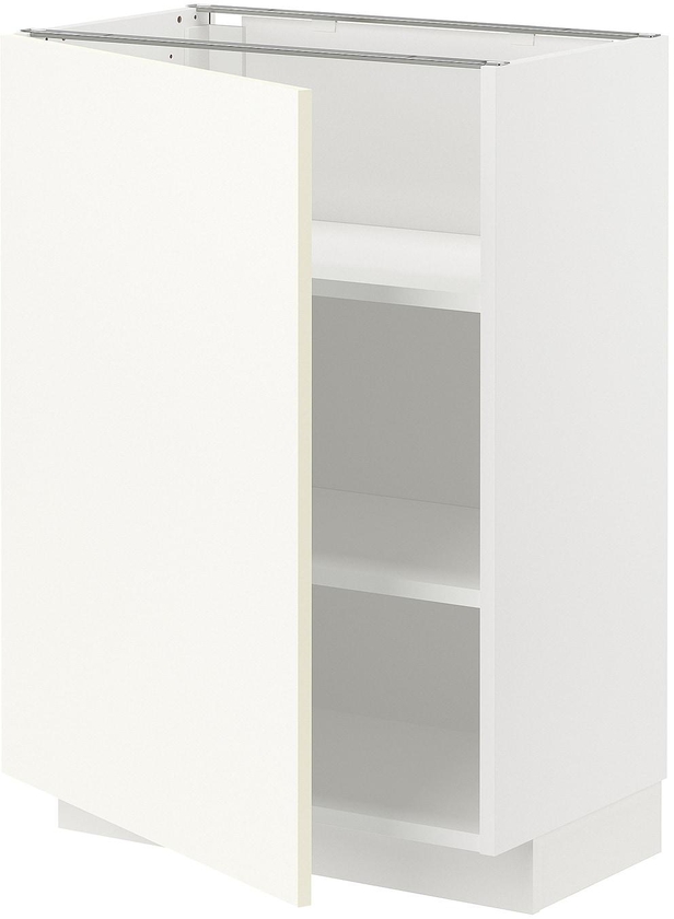 METOD خزانة قاعدة مع أرفف - أبيض/Vallstena أبيض ‎60x37 سم‏