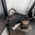 3 Pieces/set Bag Women's New Fashion Texture Large Capacity Shoulder Bag Handbag Black