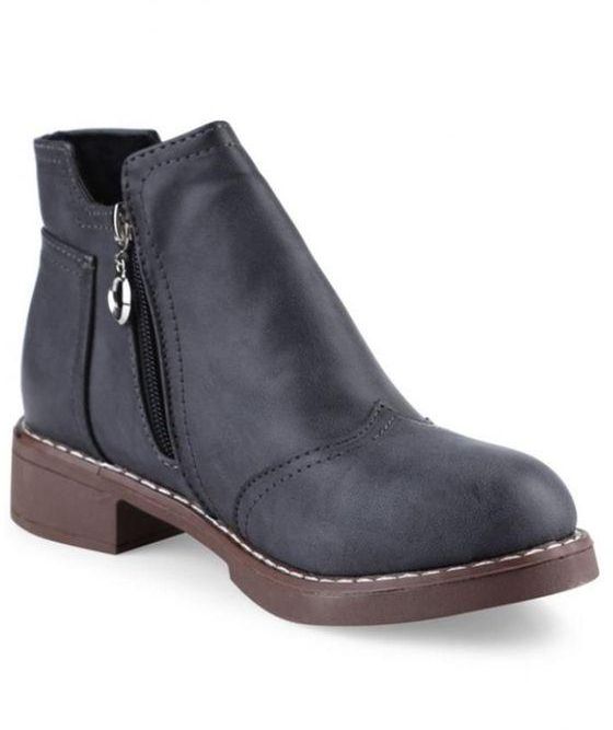 Fashion Zipper Design Solid Color Ladies Ankle Boots - Gray
