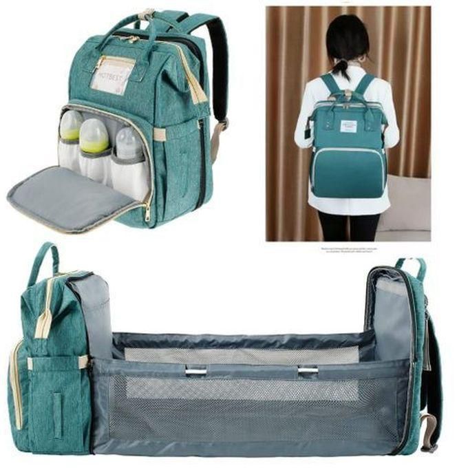 Baby Diaper Bag With Convertible Foldable Baby Bed