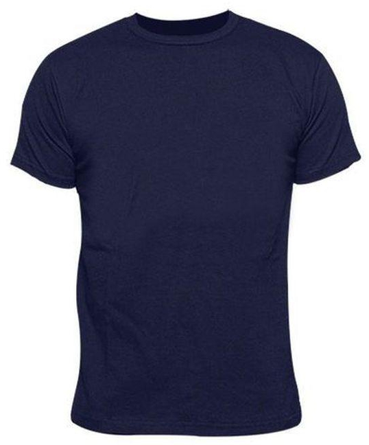 Classic Short Sleeve Round Neck Plain T-Shirt - Navy Blue