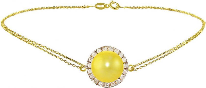 Vera Perla Women's 18K Gold Diamond Bracelet with Yellow Pearl