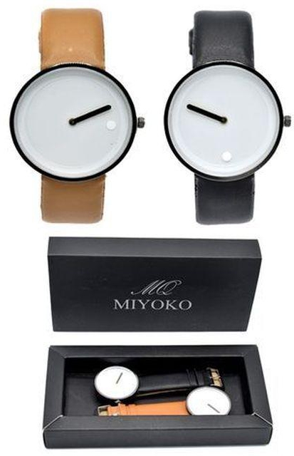 Miyoko Leather Watch Bundle 2pcs - Black /Brown