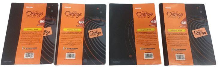 Mintra 4 PCS File And Folder Display Book 60 Pocket Black Color (orange Wave)