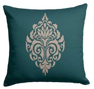 Damask Green Cushion Cover, Dark Green / Beige - AR103