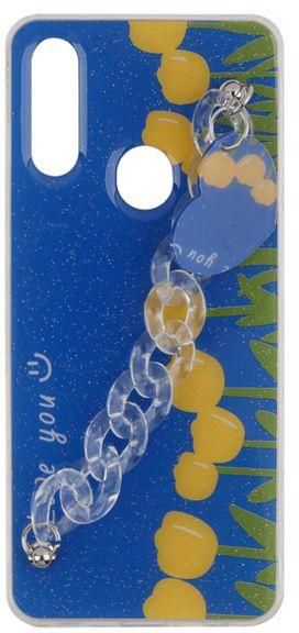 Oppo A31 2020 / A8 -Special Printed Silicone Cover With Glitter And Clear Chain