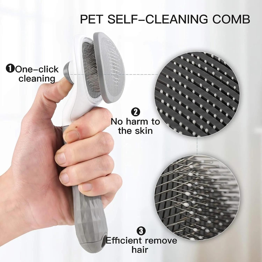pet grooming brush dog and cat self cleaning