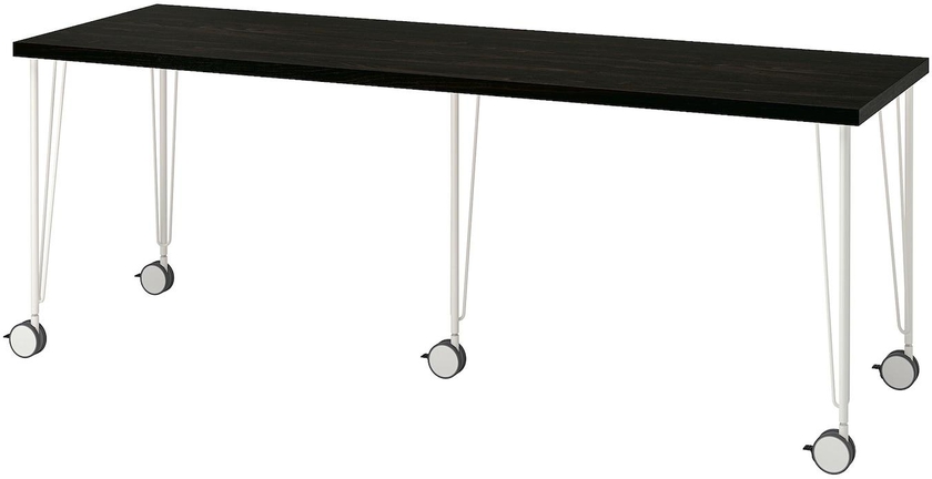 LAGKAPTEN / KRILLE Desk - black-brown/white 200x60 cm