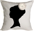 Cameo cushion woman's face with white flower