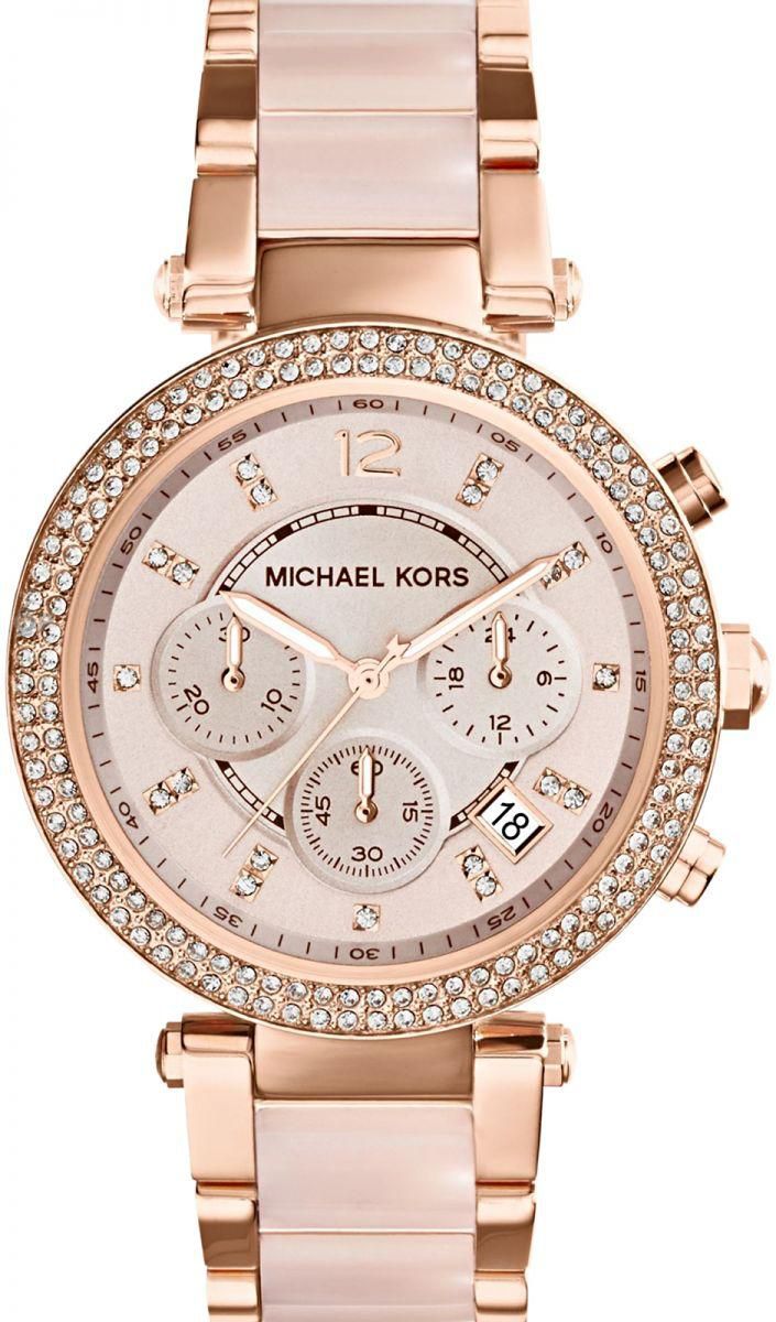 Michael Kors Women's Pink Dial Stainless Steel Band Watch - MK5896