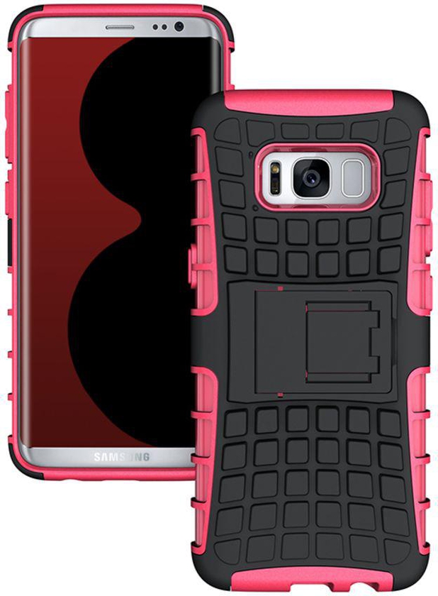 Protective Case Cover With Kickstand For Samsung Galaxy S8 Pink/Black