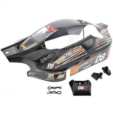 HPI 1/8 D8S Black Body Decals Body Mounts & 2 Clips 106118 for RC
