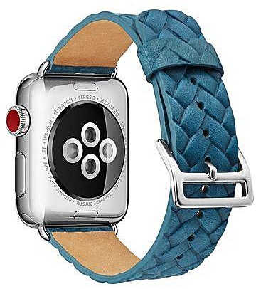 Generic Genuine WatchBand Single Tour Bracelet Leather Band Strap For Apple Watch Series 3 / 2 / 1 38MM-Blue