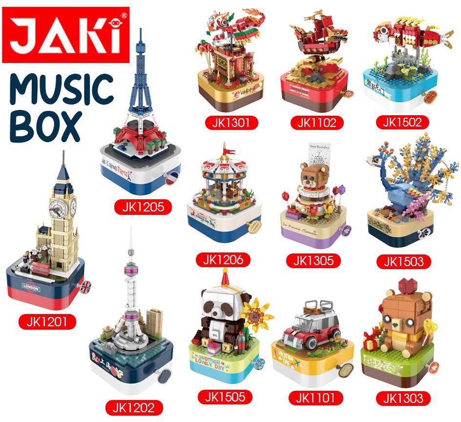 JAKI Lion dance Music box CNY Decoration Birthday Gift Toys Block Brick
