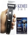Kemei KM-5558 ماكينة حلاقة كهربائية 3 فى 1 - قابلة للشحن - أسود/فضي