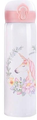 Stainless Steel Printed Water Bottle White/Pink/Green 500ml