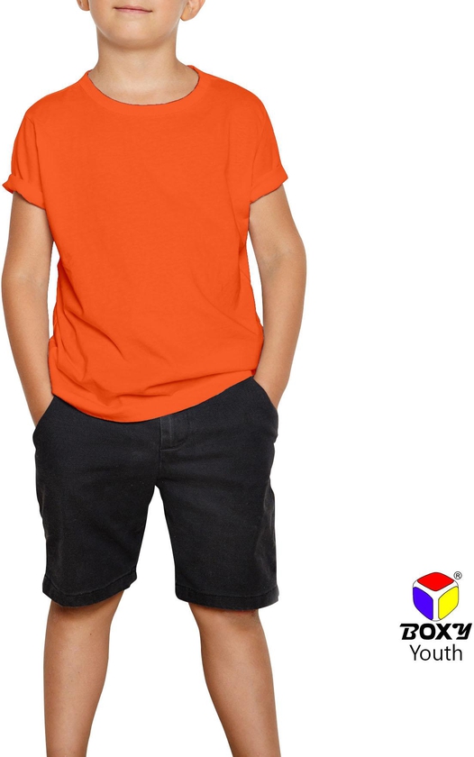 Boxy Youth Microfiber Round Neck T-shirt - 5 Sizes (Orange)
