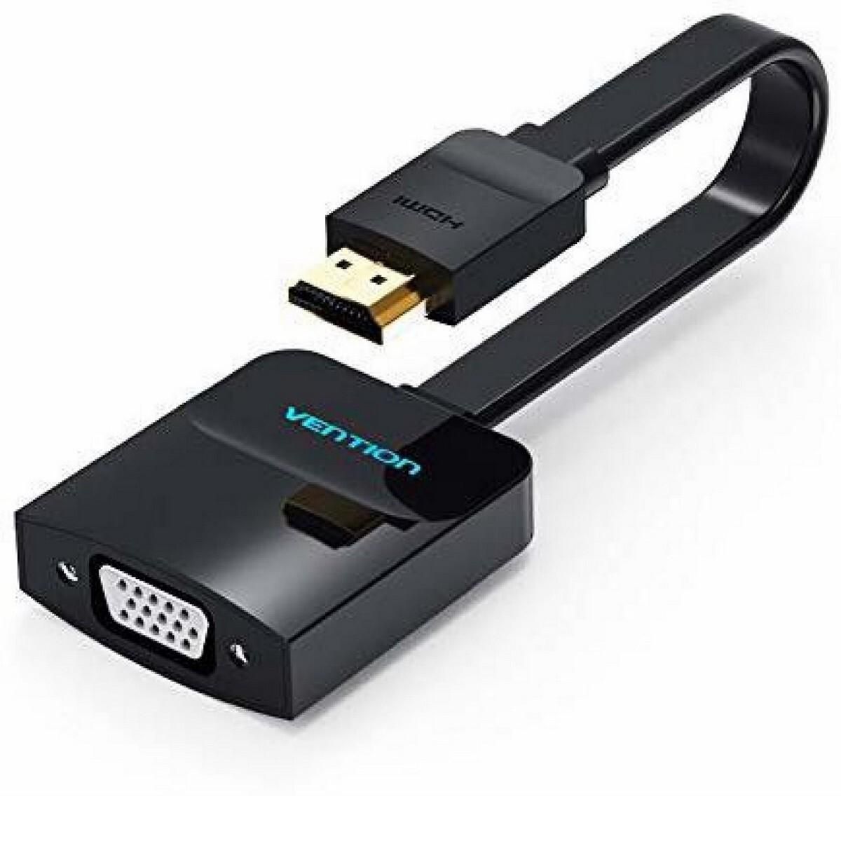 Vention Flat HDMI to VGA Converter With Female Micro USB And Audio Port – 0.15M Black