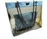 Ftsucq Womens Casual Chain Clear Tote Transparent Beach Hand Bag Blue Trapeze Bag s