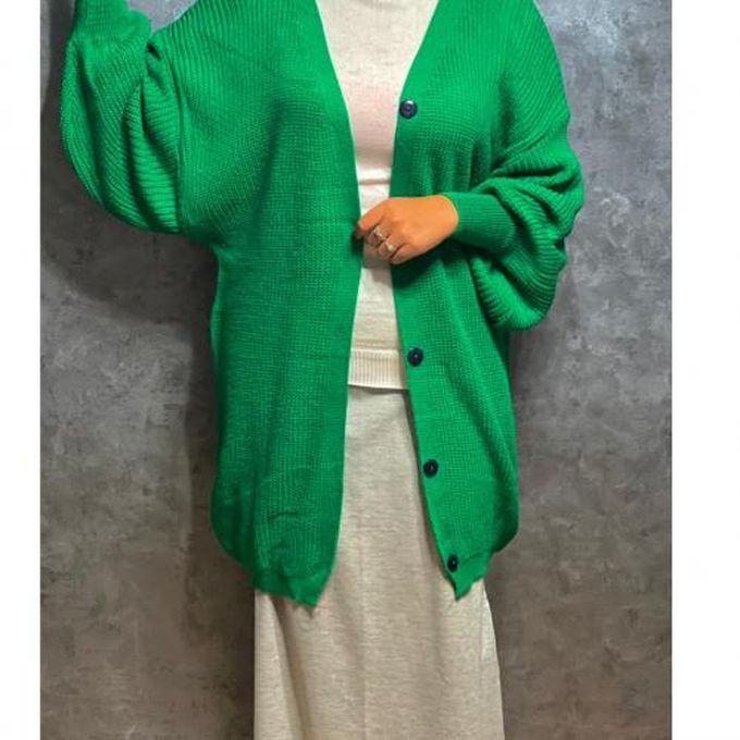 Long Cardigan With Full Buttoned ( Green)