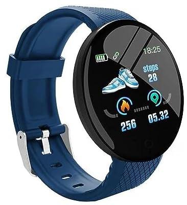 SWADESI STUFF D18 Smart Watch Bluetooth Smart Wrist Watch for Smartphones Blacktooth Smart Unisex Watch for Boys, Girls, Mens and Womens,Smart Watch-Black Color (Blue), Blue, STANDARD