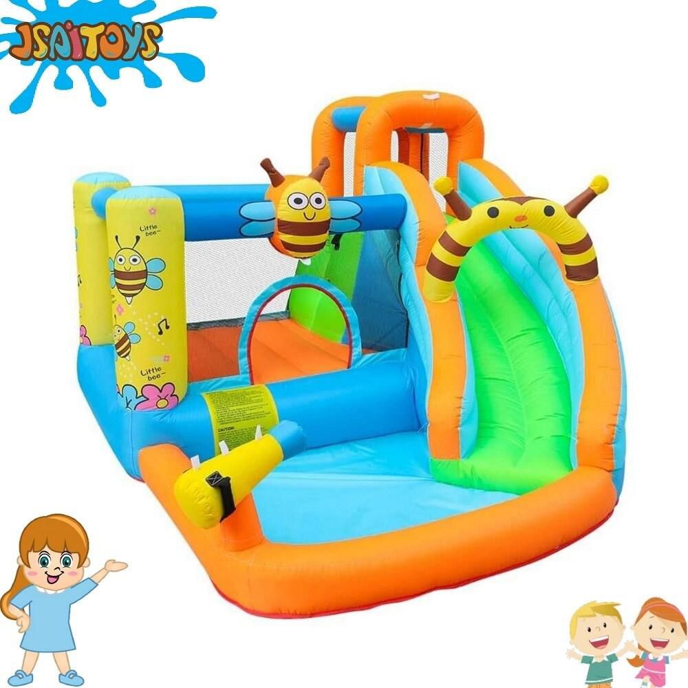 XINAGYU Kids Inflatable Bounce House with Blower Splash Water Gun Pool Water Slide Jump Bounce Houses for Kids Toddlers Bouncy Jumping House Backyard Outdoor Bee Water Slides Inflatable Bouncer Castle