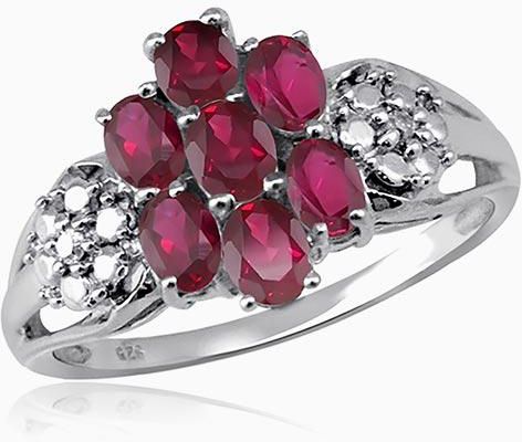Oval-cut Ruby Gemstone and Accent White Diamond Ring