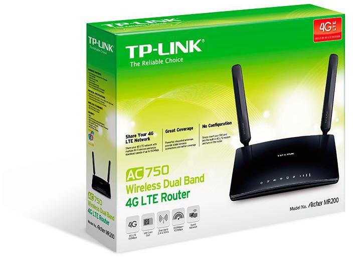TP-LINK Archer MR200 AC750 Wireless Dual Brand 3G 4G LTE Router (Black)