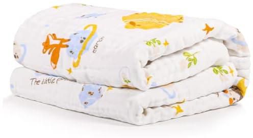Muslin Baby Blanket Cotton Baby Quilt Soft and Breathable Baby Bedding Blanket for Girls Lightweight Toddler Blanket (Little Prince)