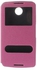 Motorola Nexus 6 Dual View Window Leather Stand Case - Pink