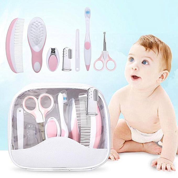 Universal 7 Pcs / Set Baby Grooming Care Manicure Set Healthcare Kit Baby Infant Daily Nurse Tool Pink