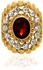 Yellow Gold Plated Ring With "Red" And "White" Crystals-"183ANT"