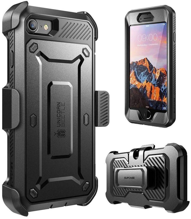 For iPhone 8 / iPhone 7 - SUPCASE Unicorn Beetle Rugged Holster Case PC and TPU Hybrid Shell - Black