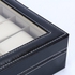 10 Grids Leather Watch Display Organizer Glass Top Jewelry Collection Storage Box