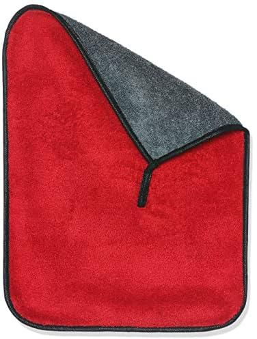 Double Face Car Drying Towel, Free Microfiber Cleaning Cloth, Premium Professional Soft Microfiber Towel, Super Absorbent Detailing Towel for Car/Windows/Screen/Kitchen - Red * Grey
