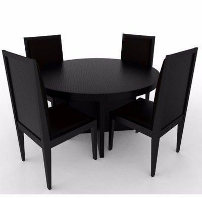 Aden Series; Dining Set - Black - DIMENSIONS- 100cm x 100 x 75cm