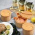 Wood Spice Jar Sugar Dish Storage Bowl Seasoning Box+Lid +Spoon Home Decor