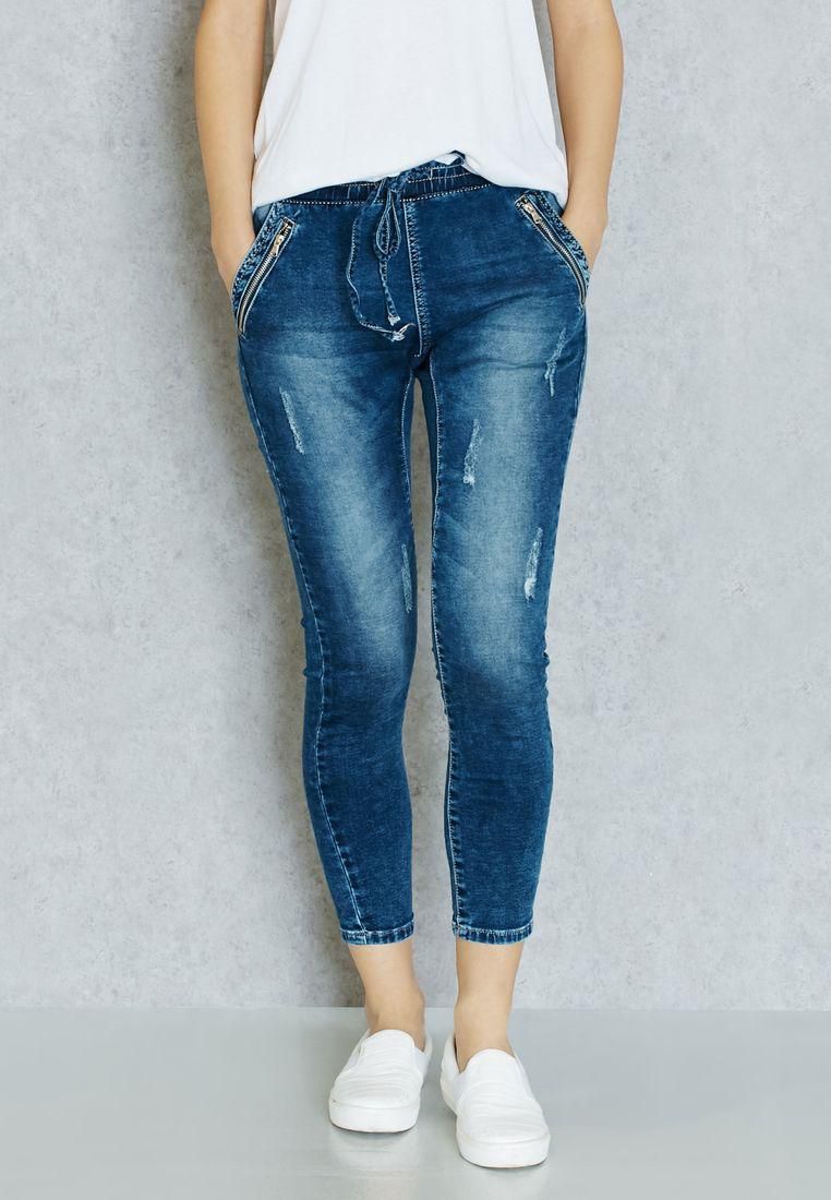 Drawstring Skinny Jeans