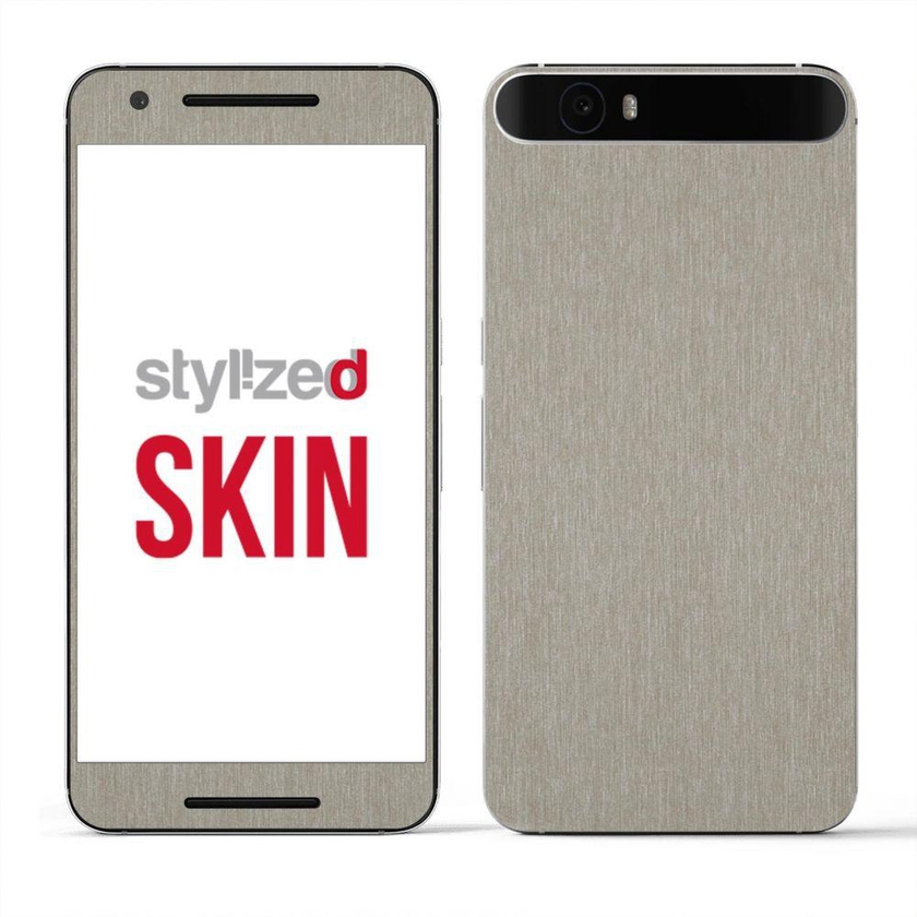 Stylizedd Premium Vinyl Skin Decal Body Wrap for Google Nexus 6P - Brushed Titanium