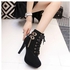 Eissely Women Sexy High Heels Platform Ankle Boots Thin Heel Lace-Up Boots Shoes BK/35-Black