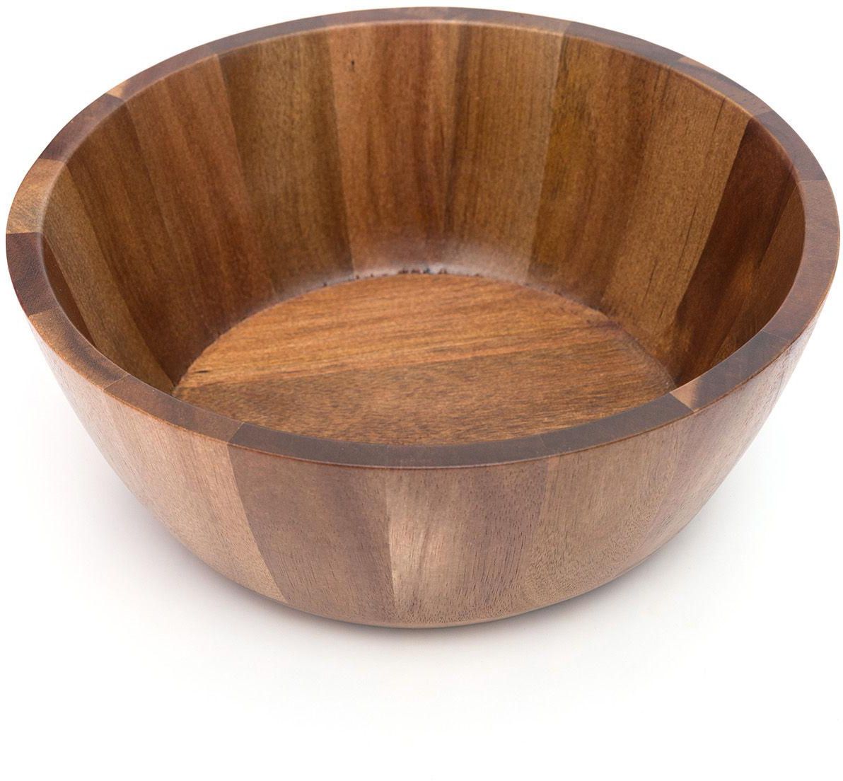 وعاء سلطة مصنوعة من خشب الأكاسيا بجودة ممتازة - وعاء خشبي - لون بني داكن