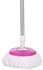 Round Floor Mop with Stainless Steel Stick and Plastic Handle - Multi Color