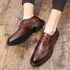 Big Size 37-46 High Quality Leather Men Formal Shoes Business Office Shoes Social Mens Carved Dress Shoes Brown