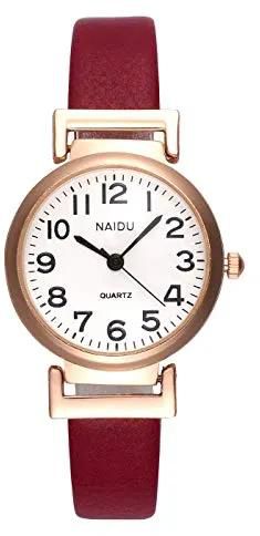 1pc Women's Classical Arabic Numerals Rose Gold Tone Analog Quartz Wrist Watch with PU Leather Strap