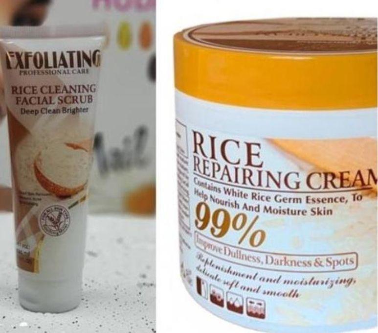 Fruit Of The Wokali Rice Repairing Cream &Exfoliating Rice Cleaning Facial Scrub
